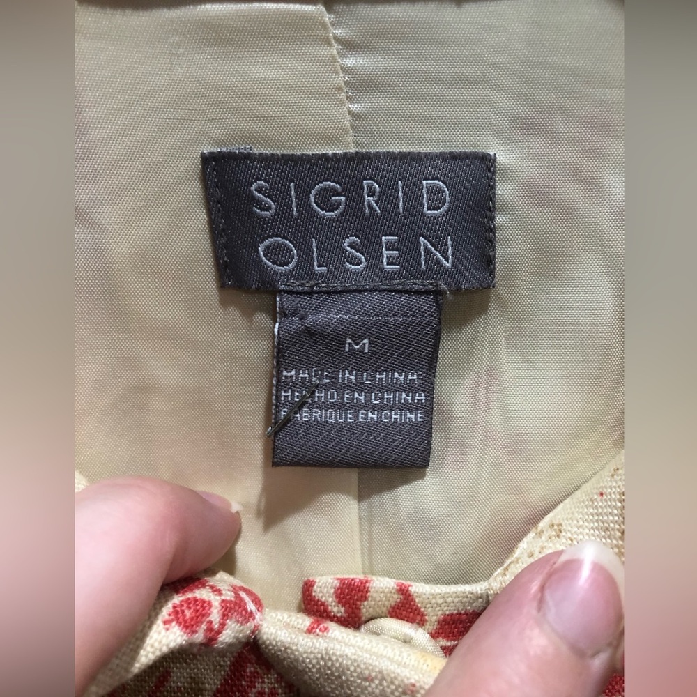 Sigrid Olsen Botanical Butterfly Jacket Sz M Toile Print Tunic Artsy Boho - Picture 3 of 14